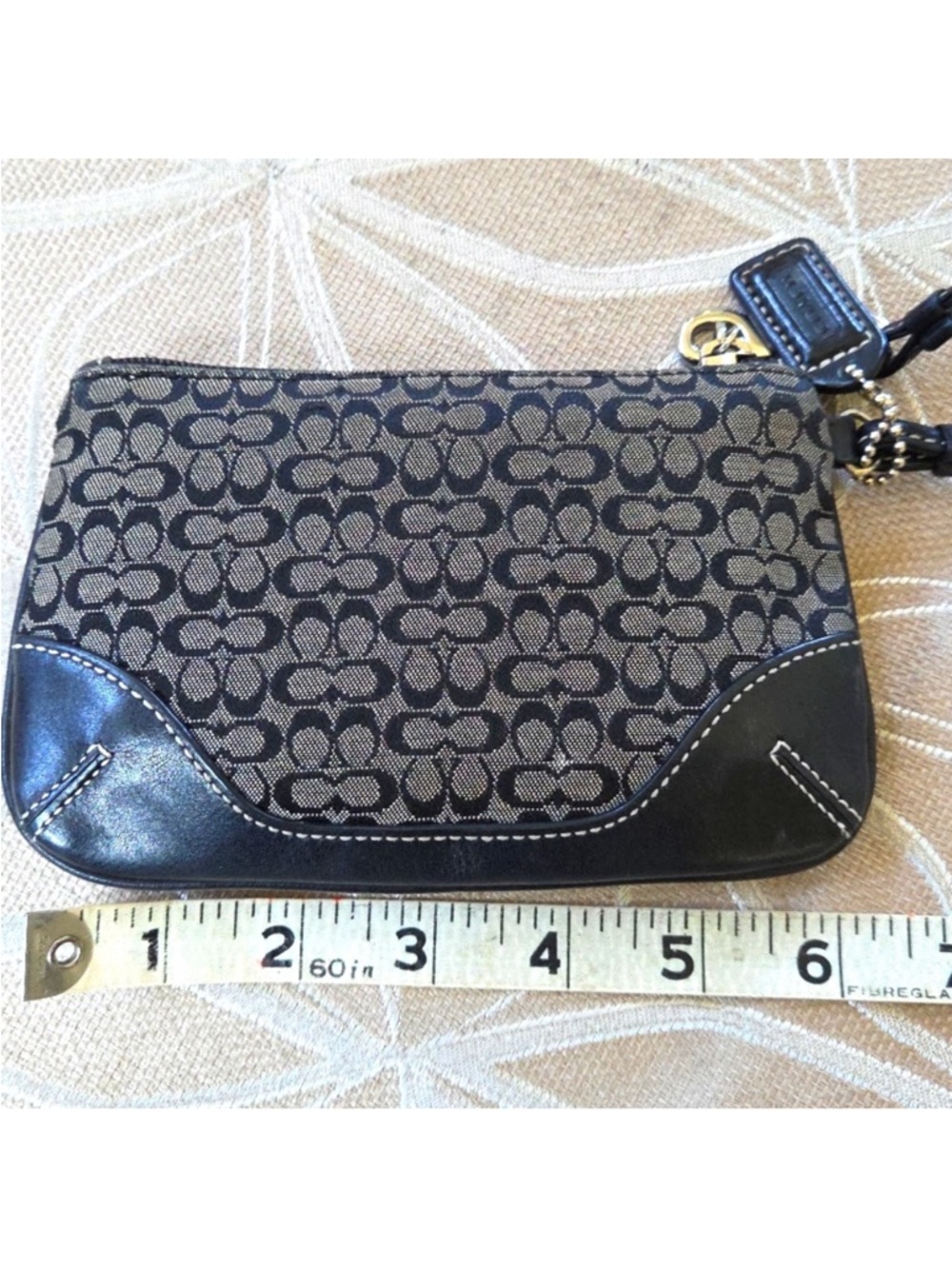 Coach Black and Khaki Signature Canvas Wristlet - Picture 2 of 6